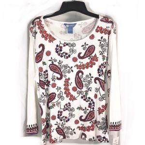 New with tags Pretty Koret Paisley Top, size Large